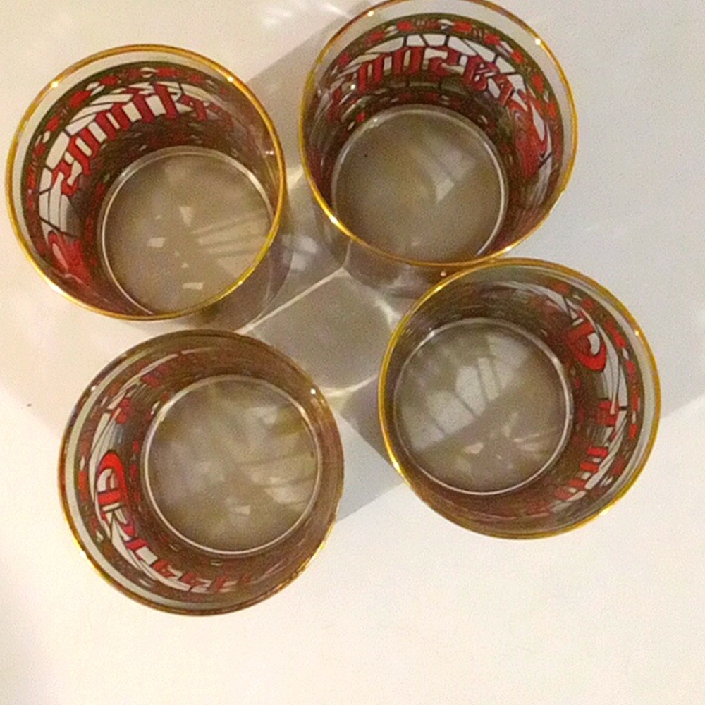 Vintage Festive Red and Green Glass 4pc Set - Picture 1 of 4